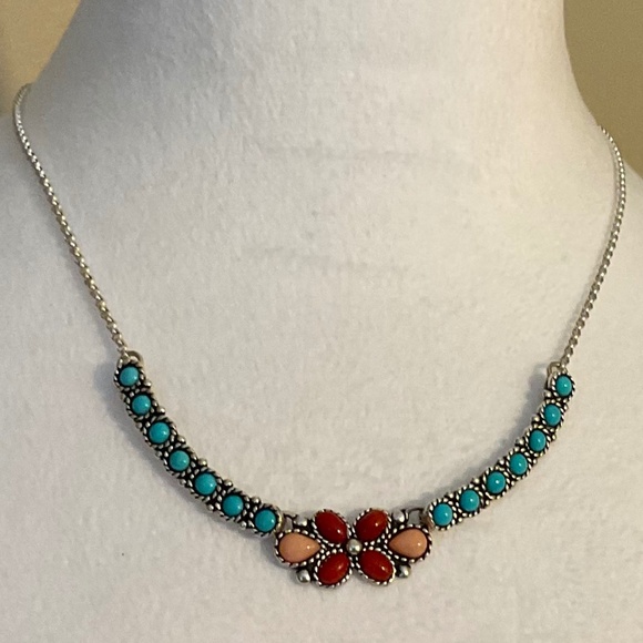 Vintage Carolyn Pollack Multi Stoned CR 925 Sterling Silver Necklace - Picture 10 of 10